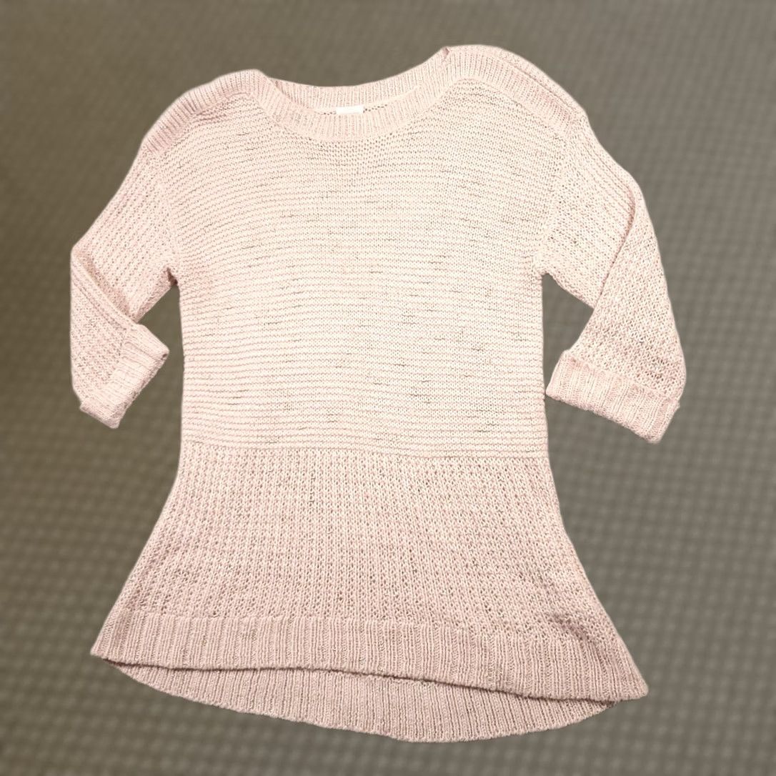 Vintage Chico's Pink Metallic Wool Blend Tunic Sweater Large - 3/4 Sleeve Knit Round Neck Womens Size L Size L / US 10 / IT 46 - 1 Thumbnail