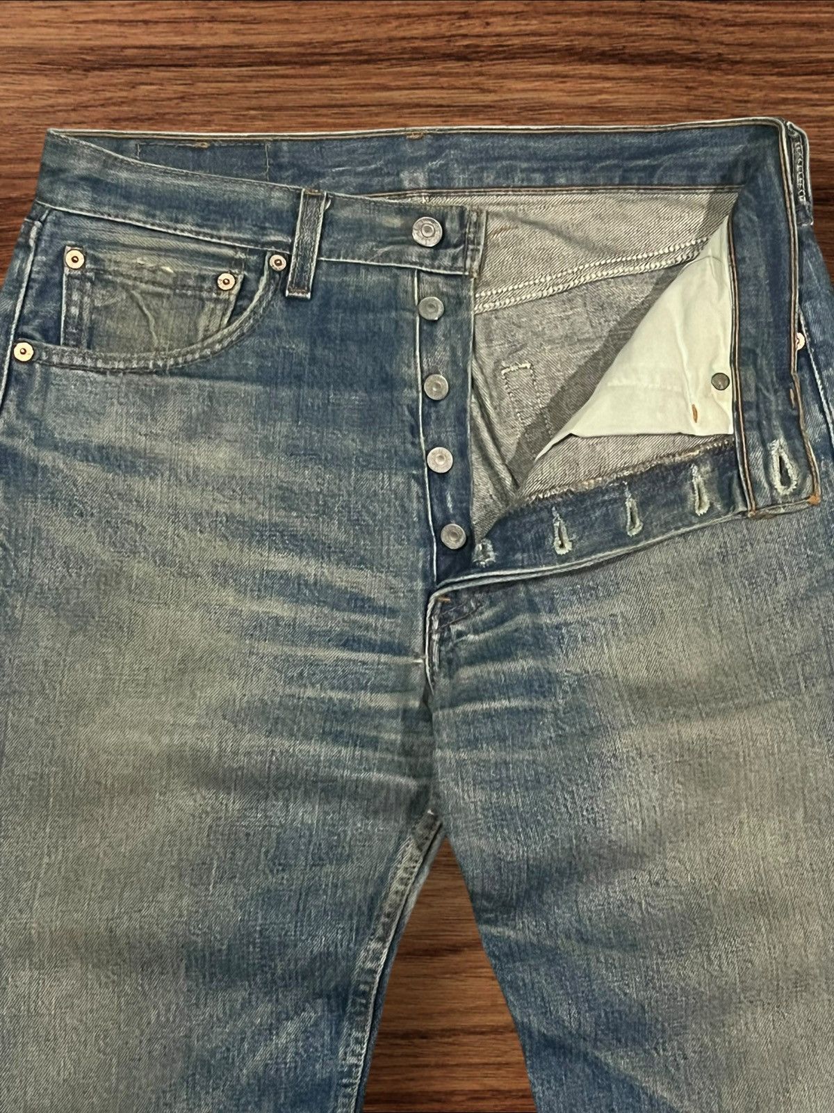 Levi's Vintage 90s Levi’s 501 Button Fly Dark Blue Faded Jeans Size US 31 - 5 Thumbnail