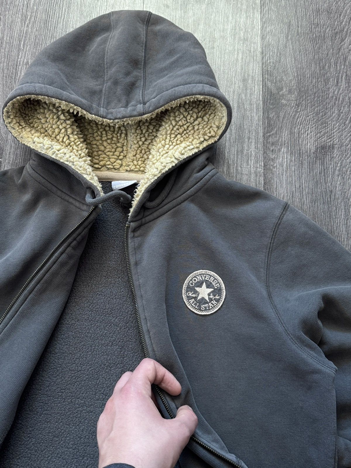 Converse Vintage Converse Gray Fur Japanese Hoodie Size US M / EU 48-50 / 2 - 4 Thumbnail