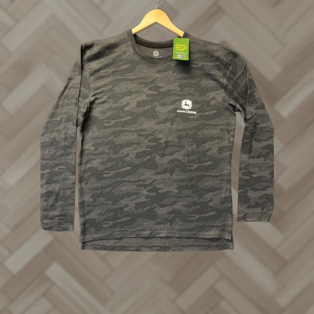 John Deere VINTAGE John Deere Camouflage Shirt Long Sleeve Men's Large Gray Camo Cotton Blend 90s Size US L / EU 52-54 / 3 - 1 Thumbnail
