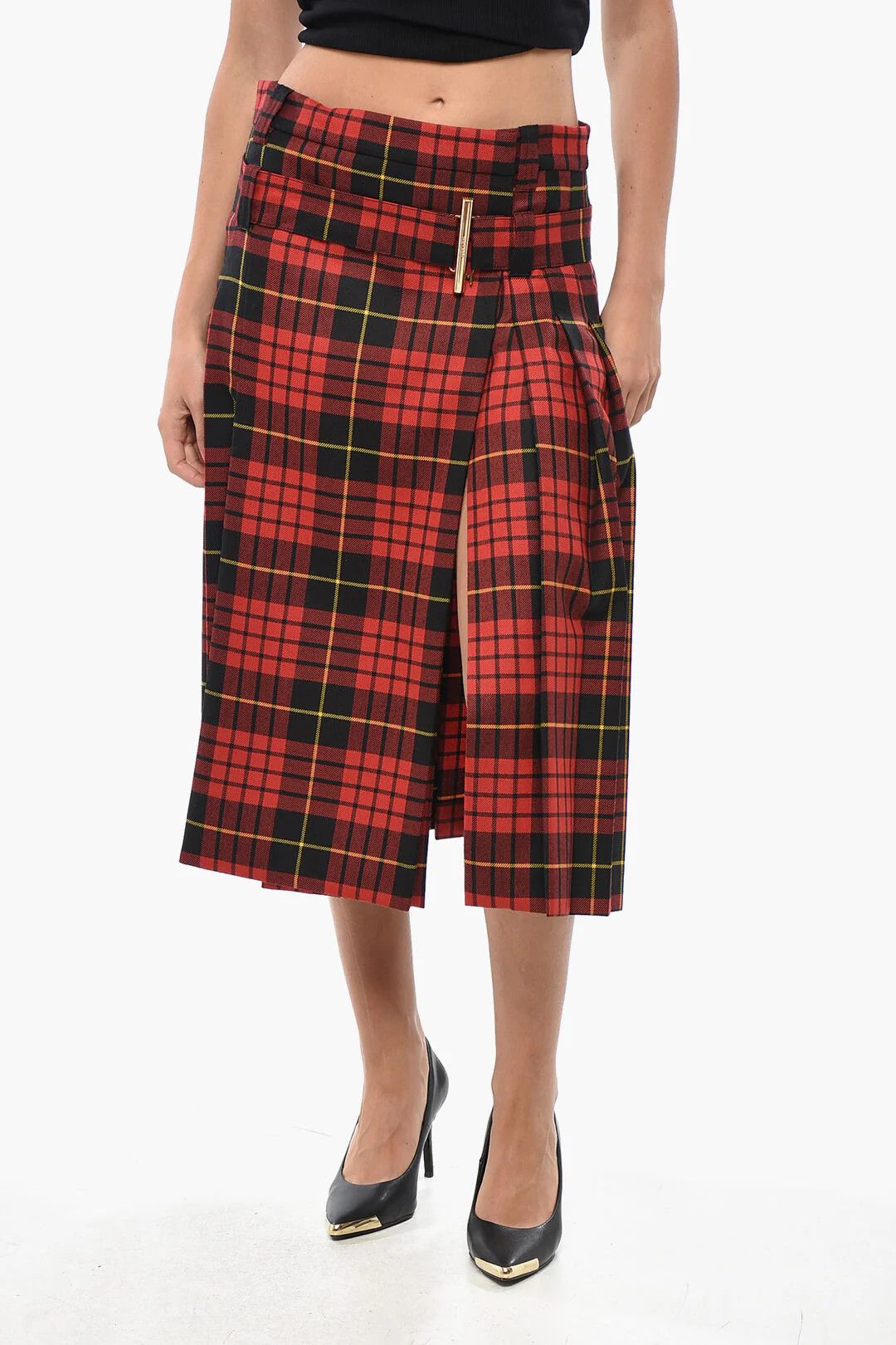 Alexander McQueen og1mm0426 Tartan Midi Wrap Skirt in Red Size 26" / US 2 / IT 38 - 1 Thumbnail