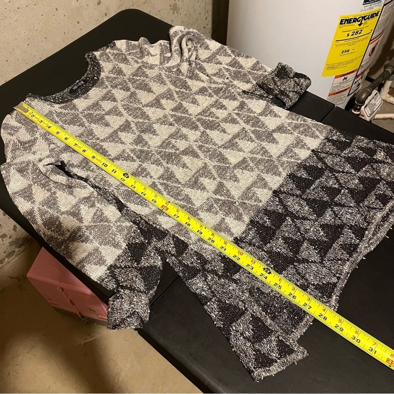 NIC+ZOE NIC+ZOE Black Grey Geometric Knit Top Sweater Women’s Sz XS Size XS / US 0-2 / IT 36-38 - 8 Thumbnail