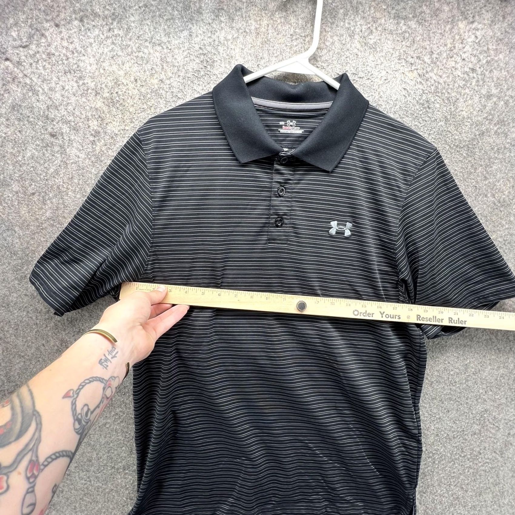 Under Armour Under Armour HeatGear Polo Shirt Mens M Black Stripe Golf Performance Shipped From Peru Size US M / EU 48-50 / 2 - 3 Thumbnail