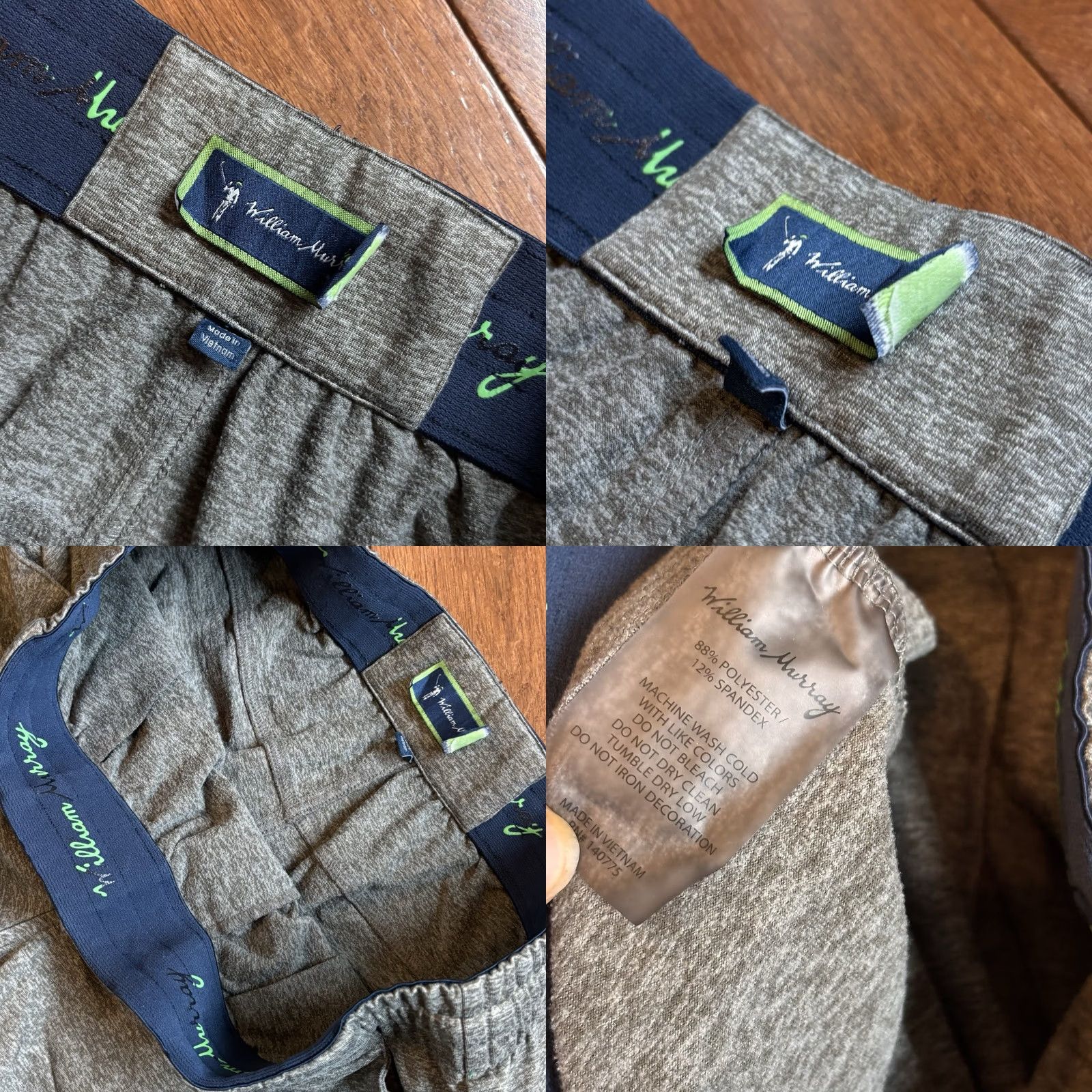 Vintage WILLIAM MURRAY GOLF Mens Joggers Pants Green Heathered Sz M Performance Size US 31 - 8 Thumbnail