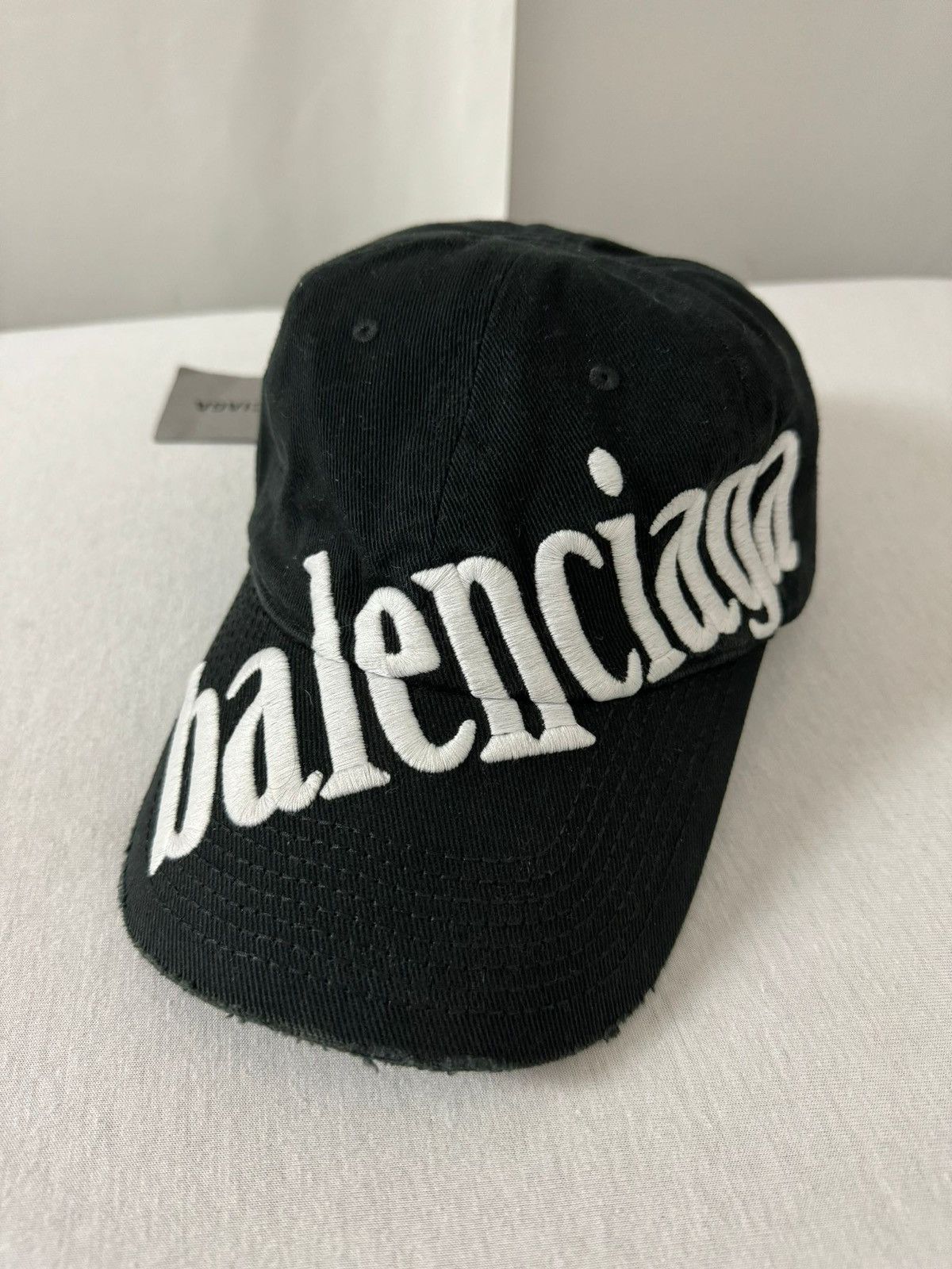 image of Ss23 Diagonal Balenciaga Logo Hat in Black, Men's