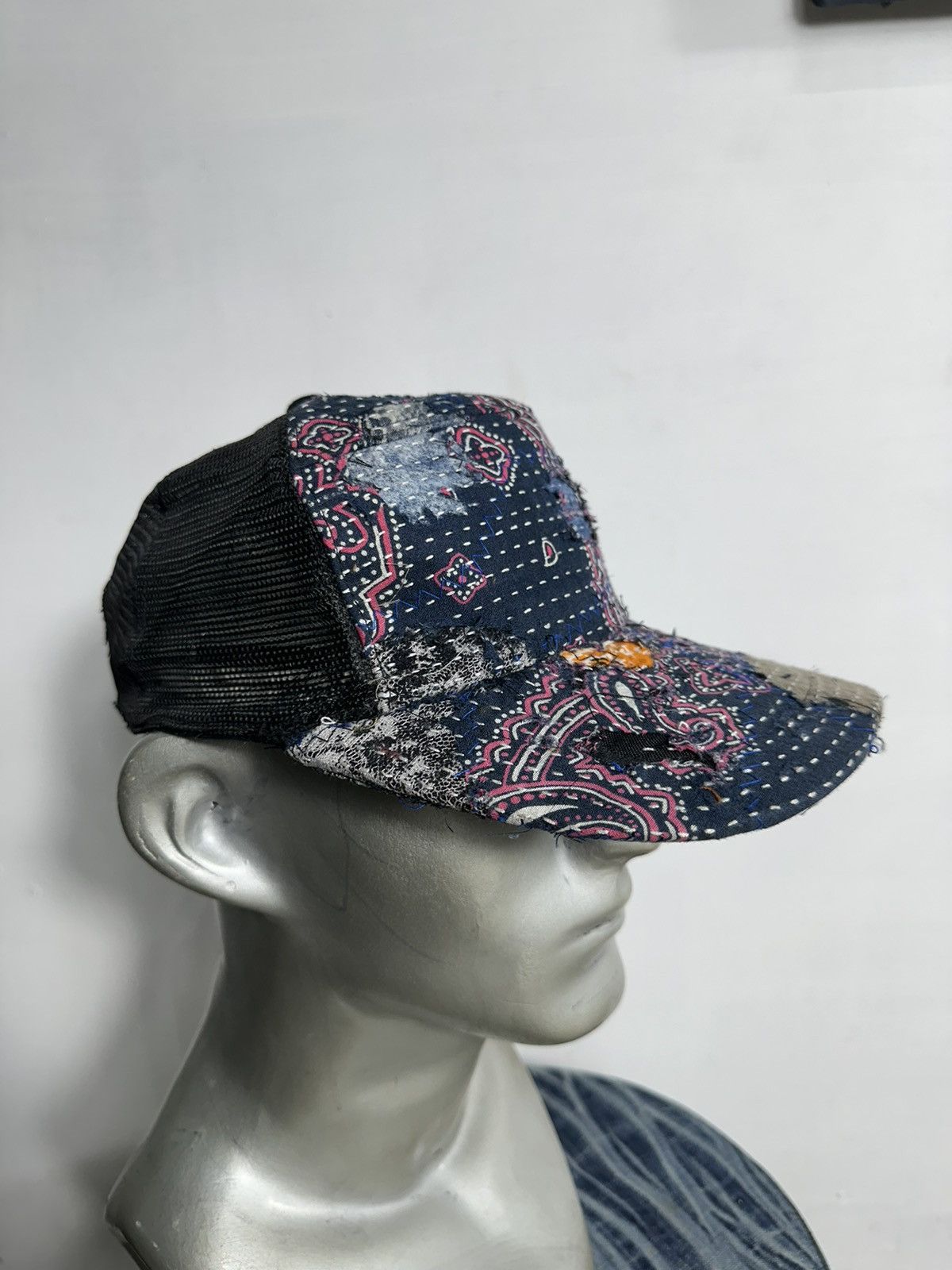 Handmade Custom Made Distressed Paisley Patchwork Boro Trucker hats Size ONE SIZE - 10 Thumbnail
