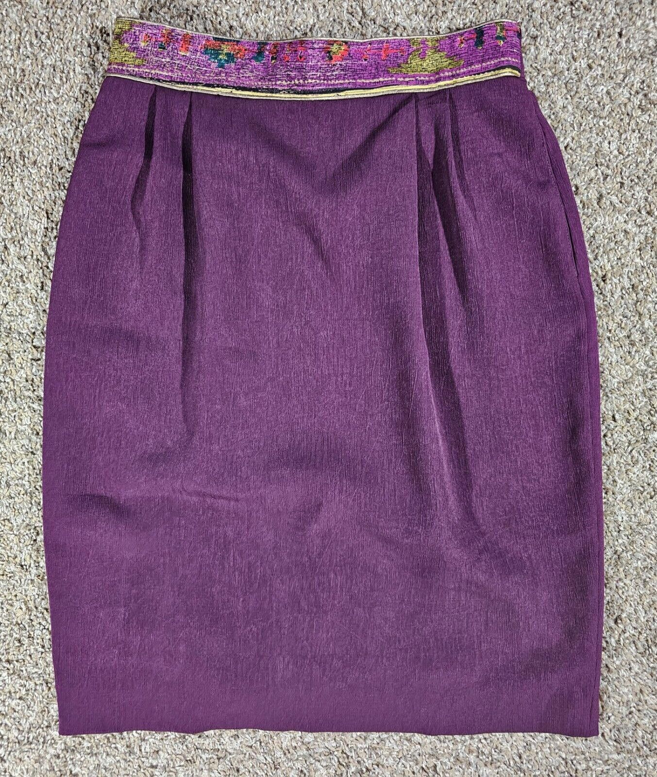 Designer city girl nancy bolen Purple vintage skirt size 12 USA MADE Size 34" / US 12 / IT 48 - 1 Thumbnail