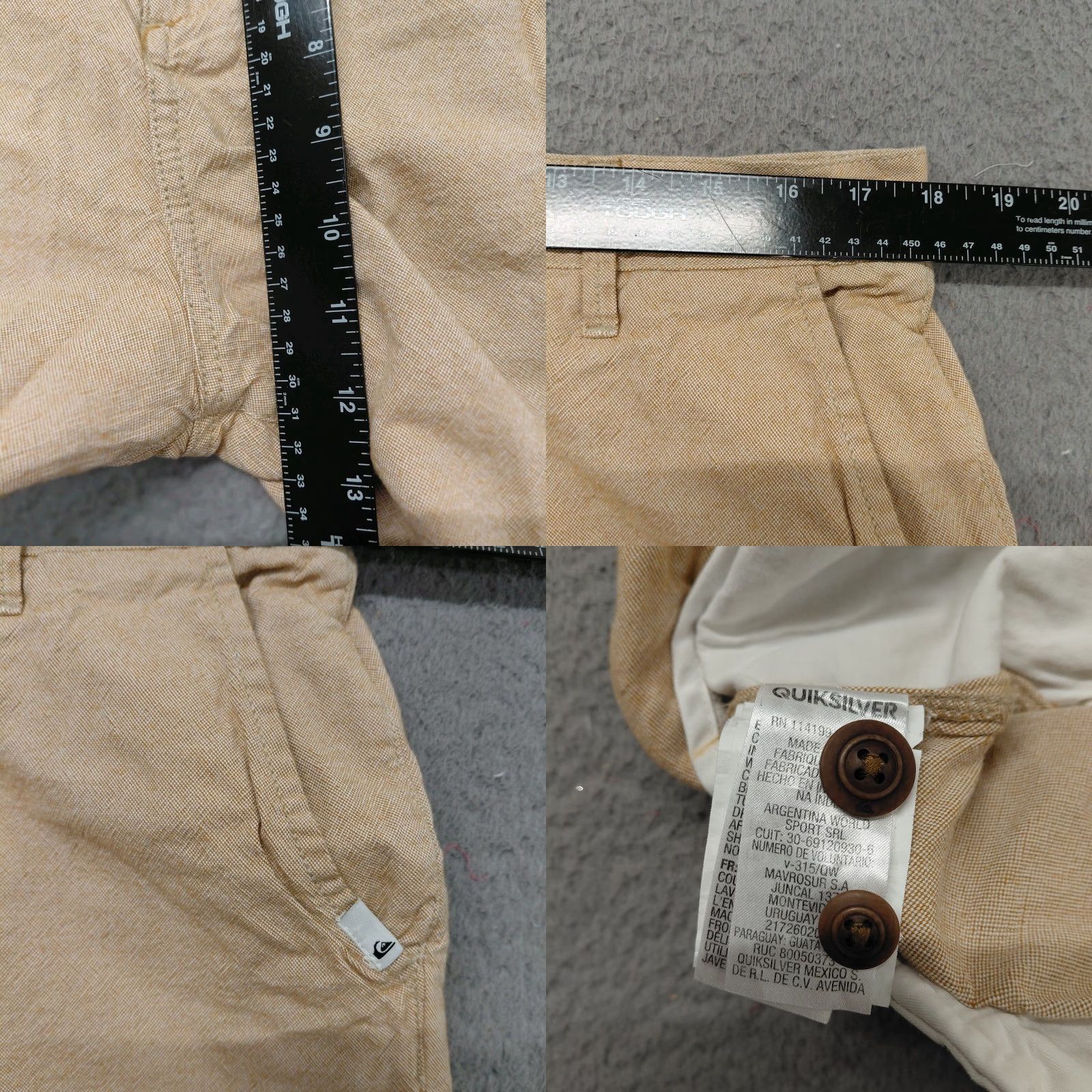 Quiksilver Quiksilver Chino Shorts Men 36x9" Flat Front Straight Fit Tan Cotton Surfer Logo Beach Logo Semantically Size US 36 / EU 52 - 8 Thumbnail