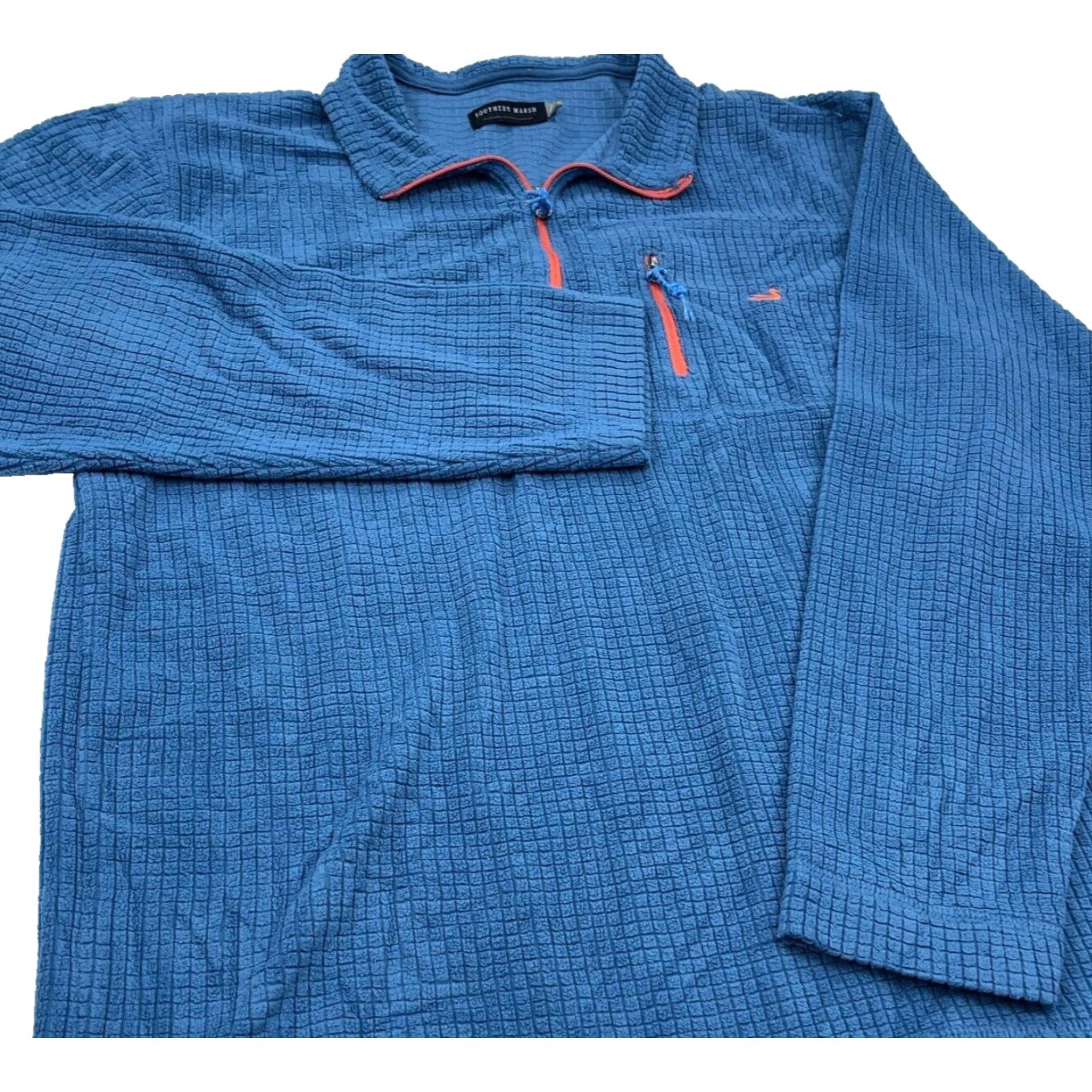 Vintage Southern Marsh Men Sweater Pullover M Blue 1/4 Zip Fleece Mock Neck Logo Embroidered Zipper Knit Regular Autumn Winter Size US M / EU 48-50 / 2 - 4 Thumbnail