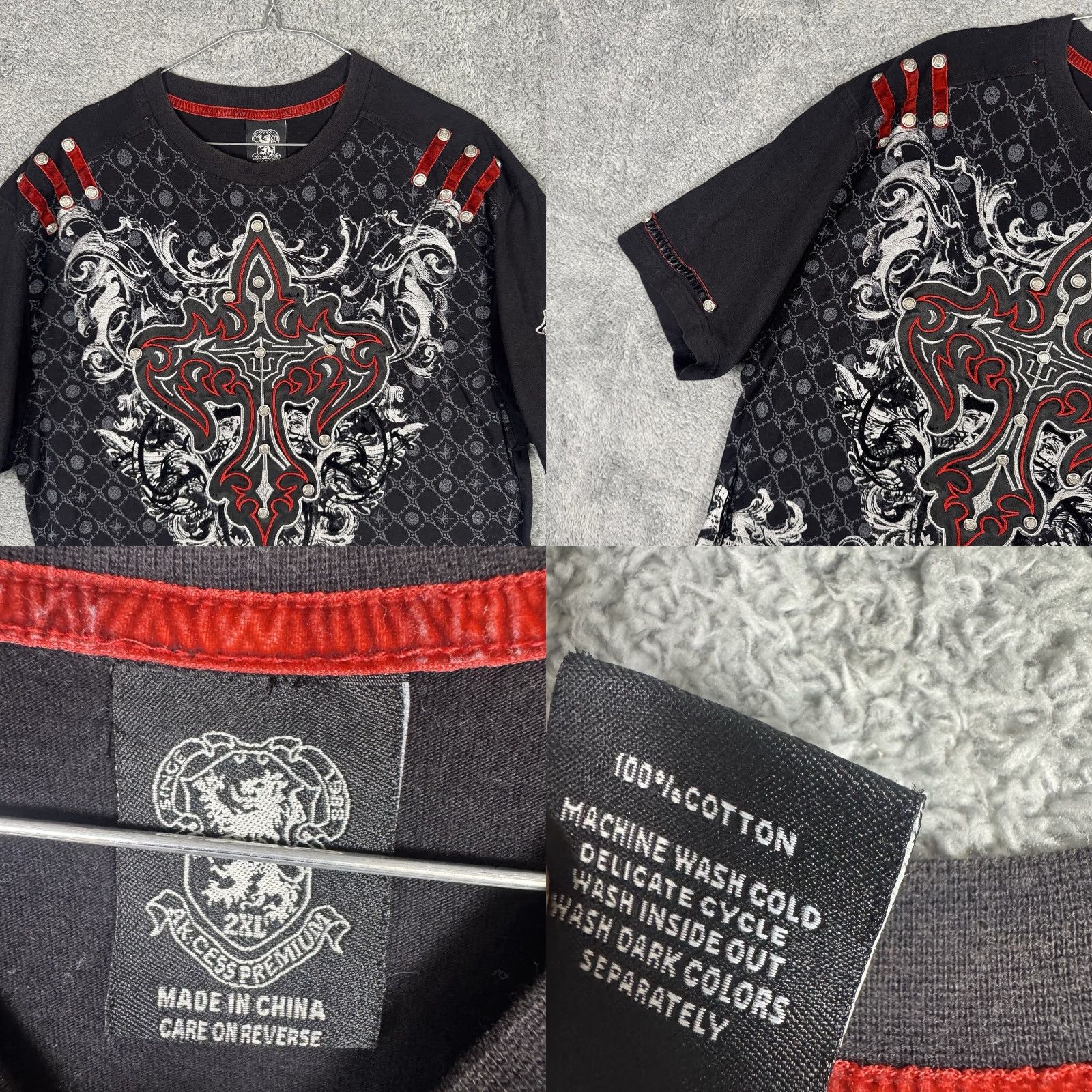 Vintage VINTAGE Cross Shirt T-Shirt 2XL Mens Black Graphic Print 90s Grunge Punk Rock Size US XXL / EU 58 / 5 - 8 Thumbnail