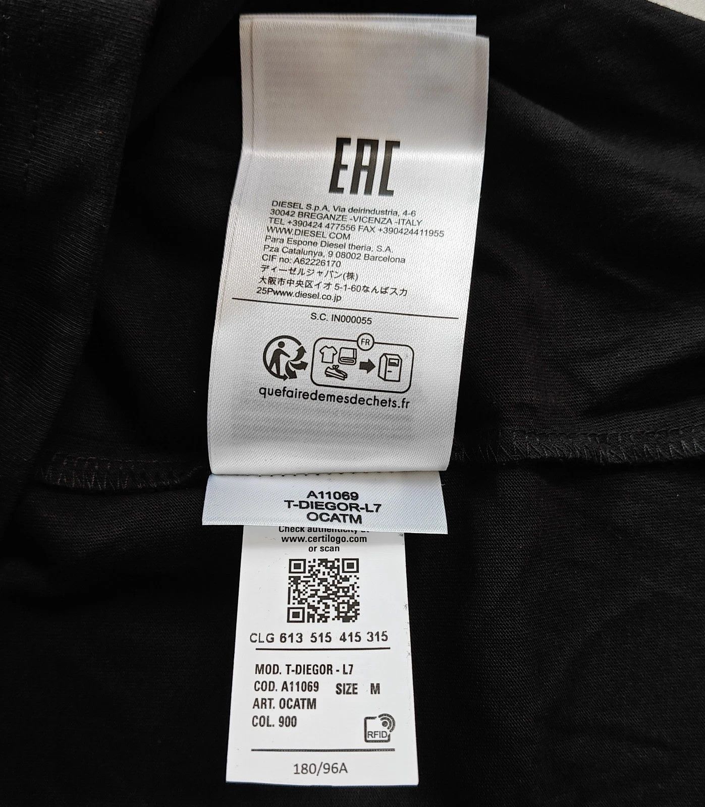 Diesel DIESEL Black T-shirt with DSL 78 Denim print T 4160 Size US M / EU 48-50 / 2 - 8 Thumbnail