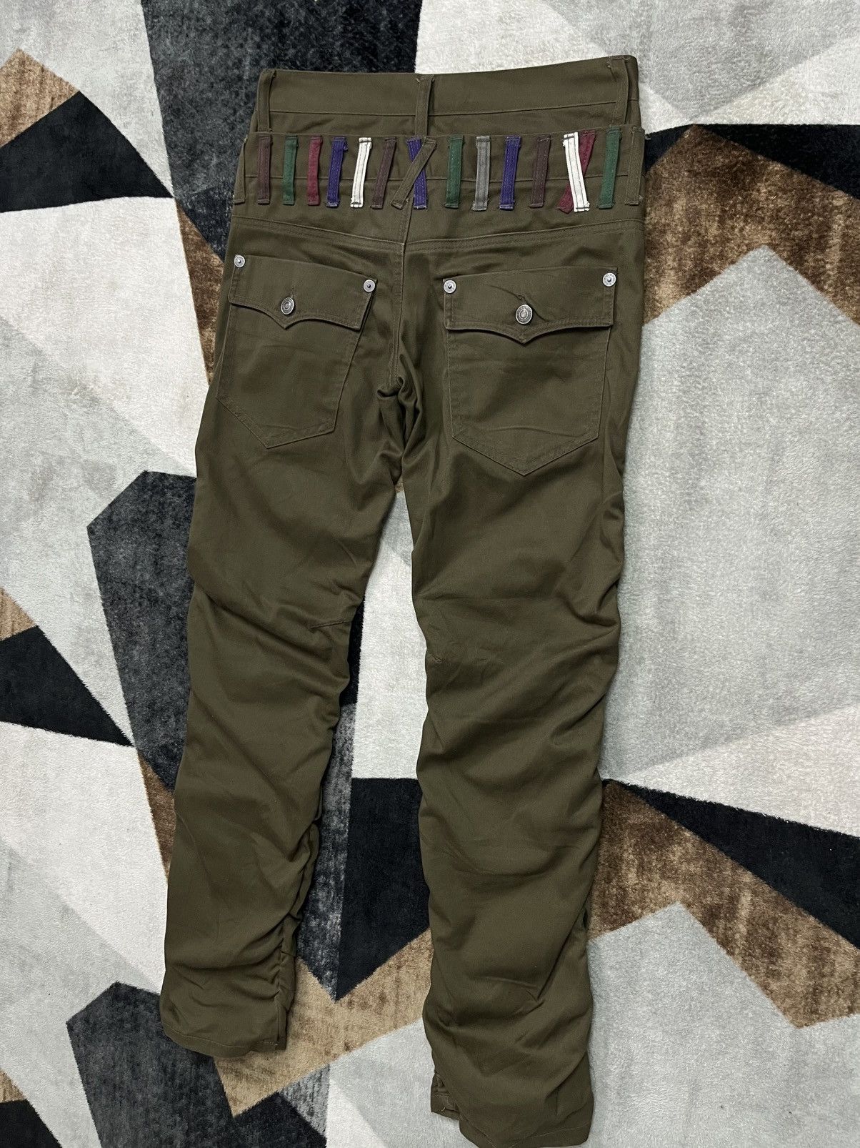 Hysteric Glamour Y2K Nylaus Double Waist Twisted Leg Green Pants Cotton Size US 30 / EU 46 - 6 Thumbnail