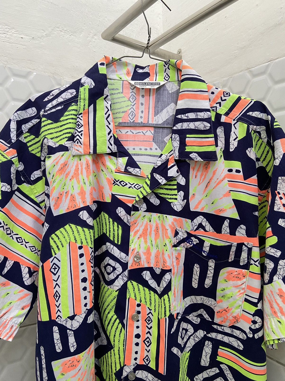 Balenciaga Vintage Balenciaga Printed Open Collar Shirt Size US L / EU 52-54 / 3 - 4 Thumbnail
