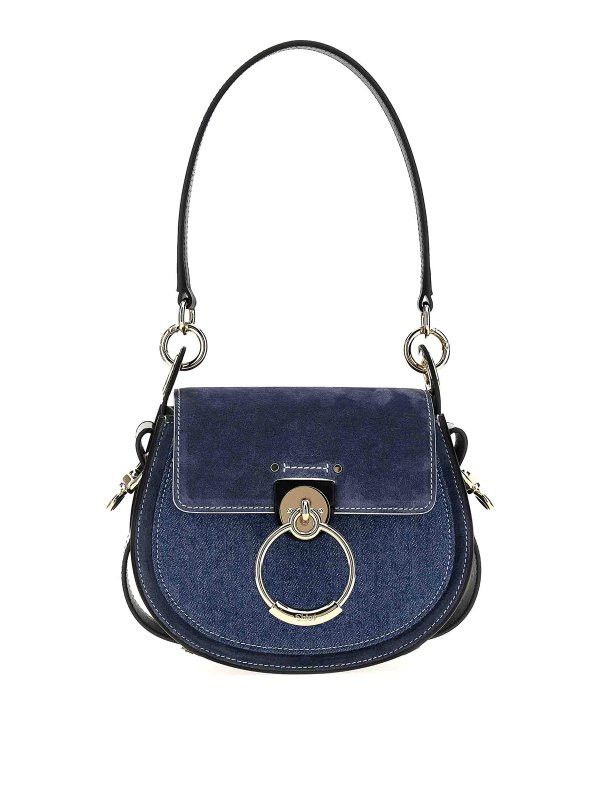 Chloe o1loc1c10425 Size: OS / Denim Suede Calfsk Tess Bag in Denim Size ONE SIZE - 1 Thumbnail