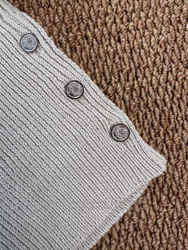 Hermes Hermes Silk Button Knit Top - Oatmeal Size M / US 6-8 / IT 42-44 - 3 Thumbnail