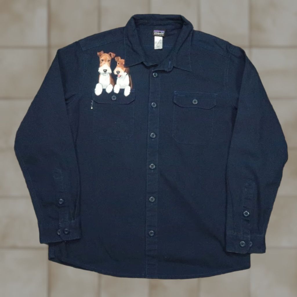 Patagonia Patagonia Shirt Men's Large Blue Long Sleeve Canvas Workwear Fox Terrier Custom Size US L / EU 52-54 / 3 - 1 Thumbnail