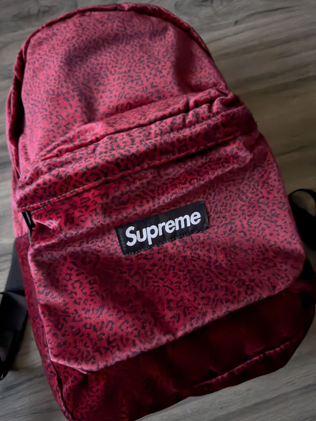 Supreme Velvet Backpack Red Leopard