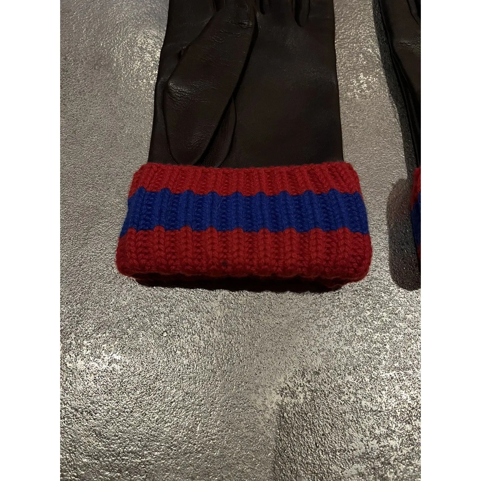 Gucci o1rshd1 Q:4 / 8/S Leather & Cashmere Cuff Gloves in Brown Size ONE SIZE - 3 Thumbnail
