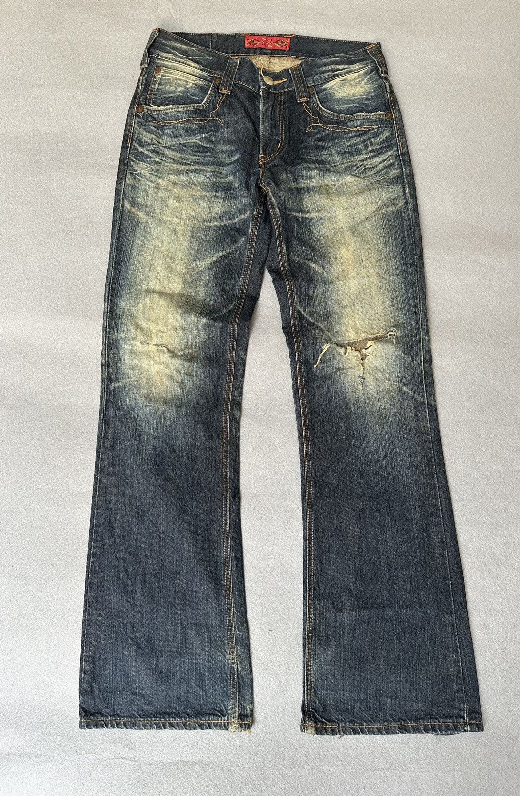 Japanese Brand FLARE Edwin Distressed Denim Size US 31 - 1 Thumbnail