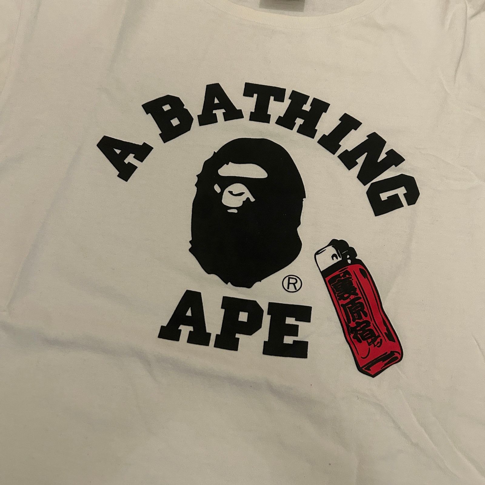 Bape Bape College Logo Lighter Tee White Size US XL / EU 56 / 4 - 2 Thumbnail