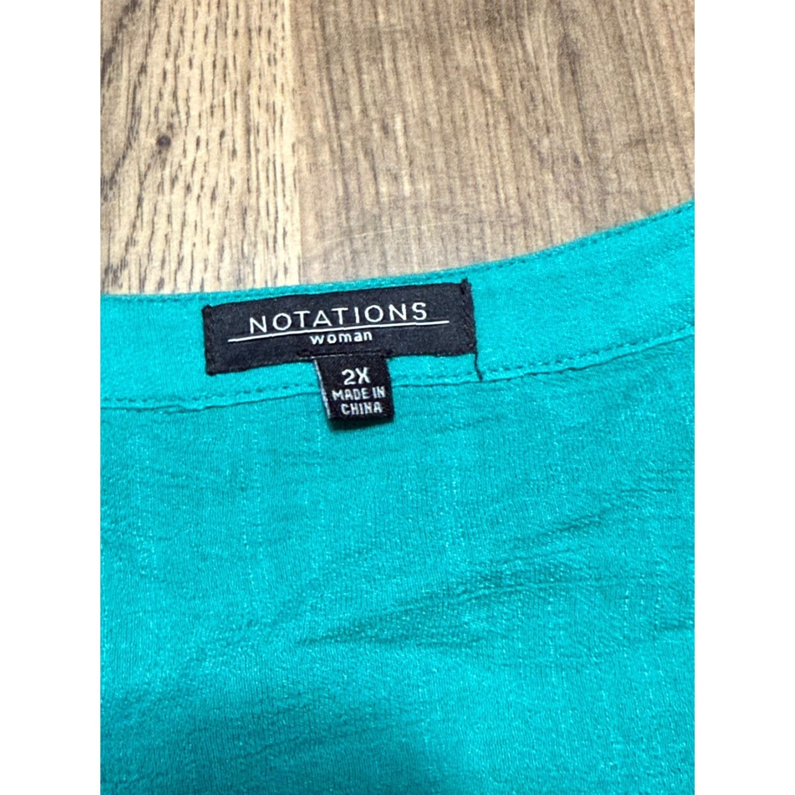 Vintage Notations Shirts Women's Size 2X Green Long Sleeve Button Up Gems on Collar Womens Size XXL / US 16-18 / IT 52-54 - 6 Thumbnail