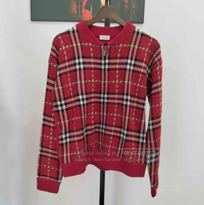 Burberry Red Wool Cardigan for Women.