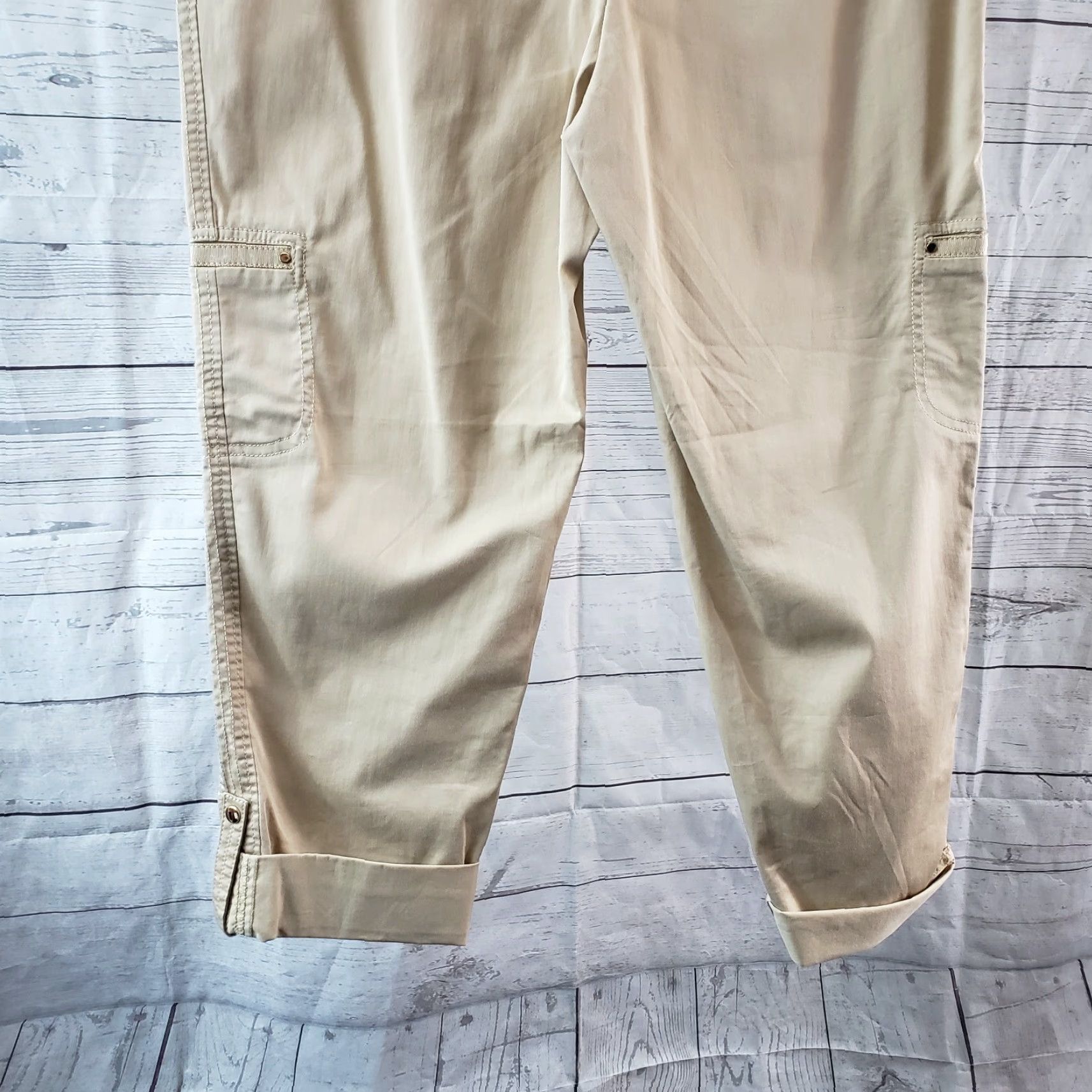 Vintage Chico's Womens Pants Sz 10 Roll Up High Rise Cotton Blend Tan Brown Inseam 27.5 Vintage: No Mens Womens Girls Boys Size 32" / US 10 / IT 46 - 5 Thumbnail