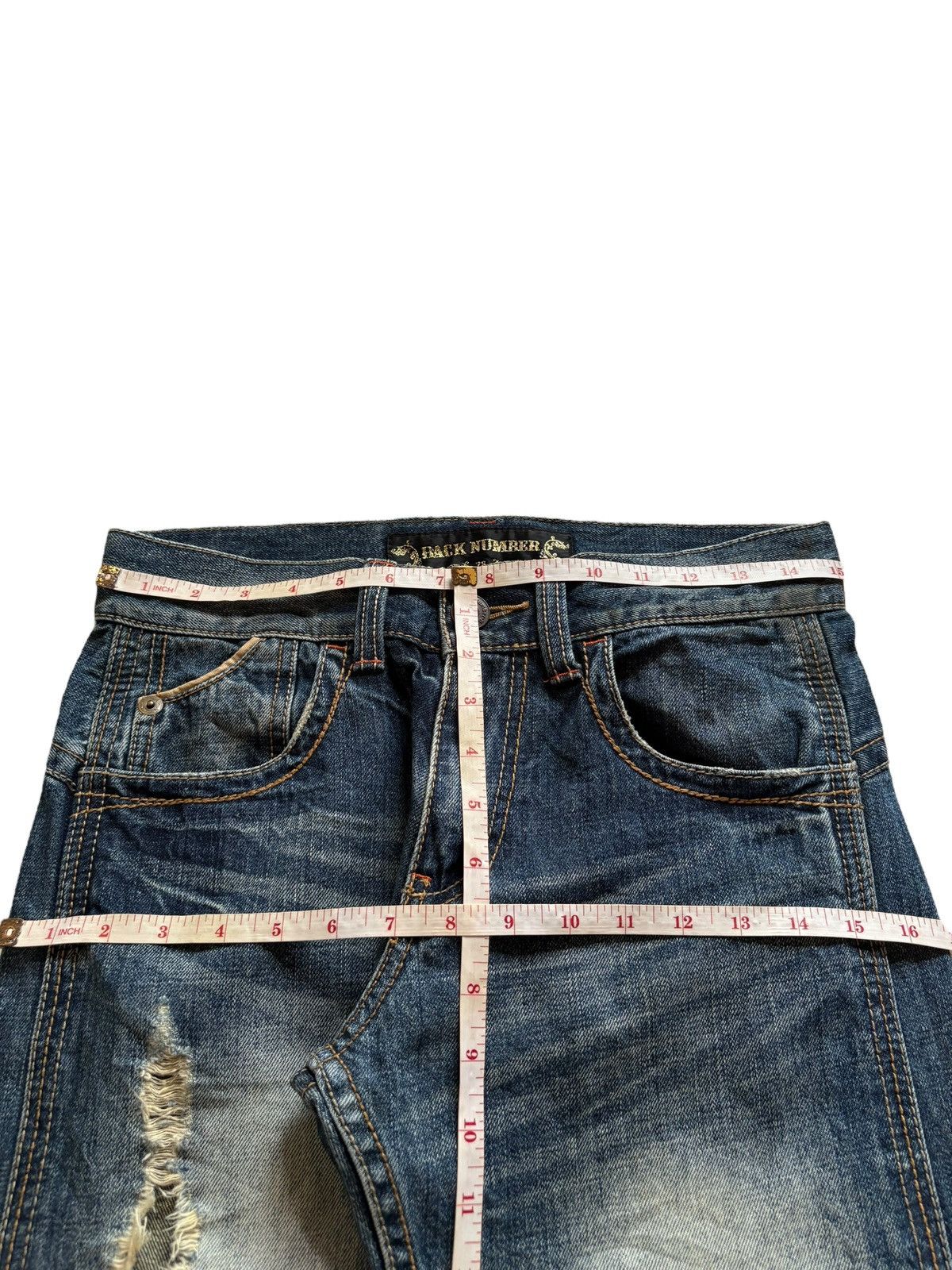 Japanese Brand Vintage Japanese Brand Mud Wash Buckle Back Rip Loose Jeans Size US 30 / EU 46 - 13 Thumbnail