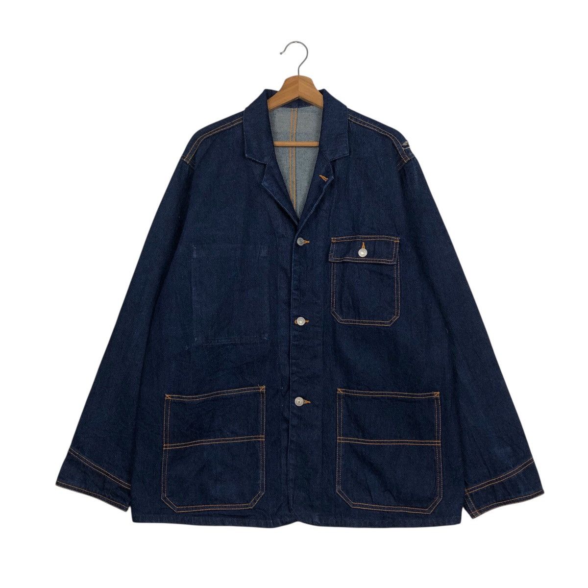 Japanese Brand 📌Vintage Indigo Denim Work Jacket Unbranded Issey Miyake Size US L / EU 52-54 / 3 - 2 Thumbnail