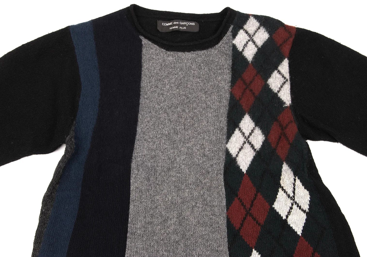 Comme des Garcons Homme Plus Argyle Knit Sweater in Black and Dark Green, Size M Size US M / EU 48-50 / 2 - 2 Thumbnail