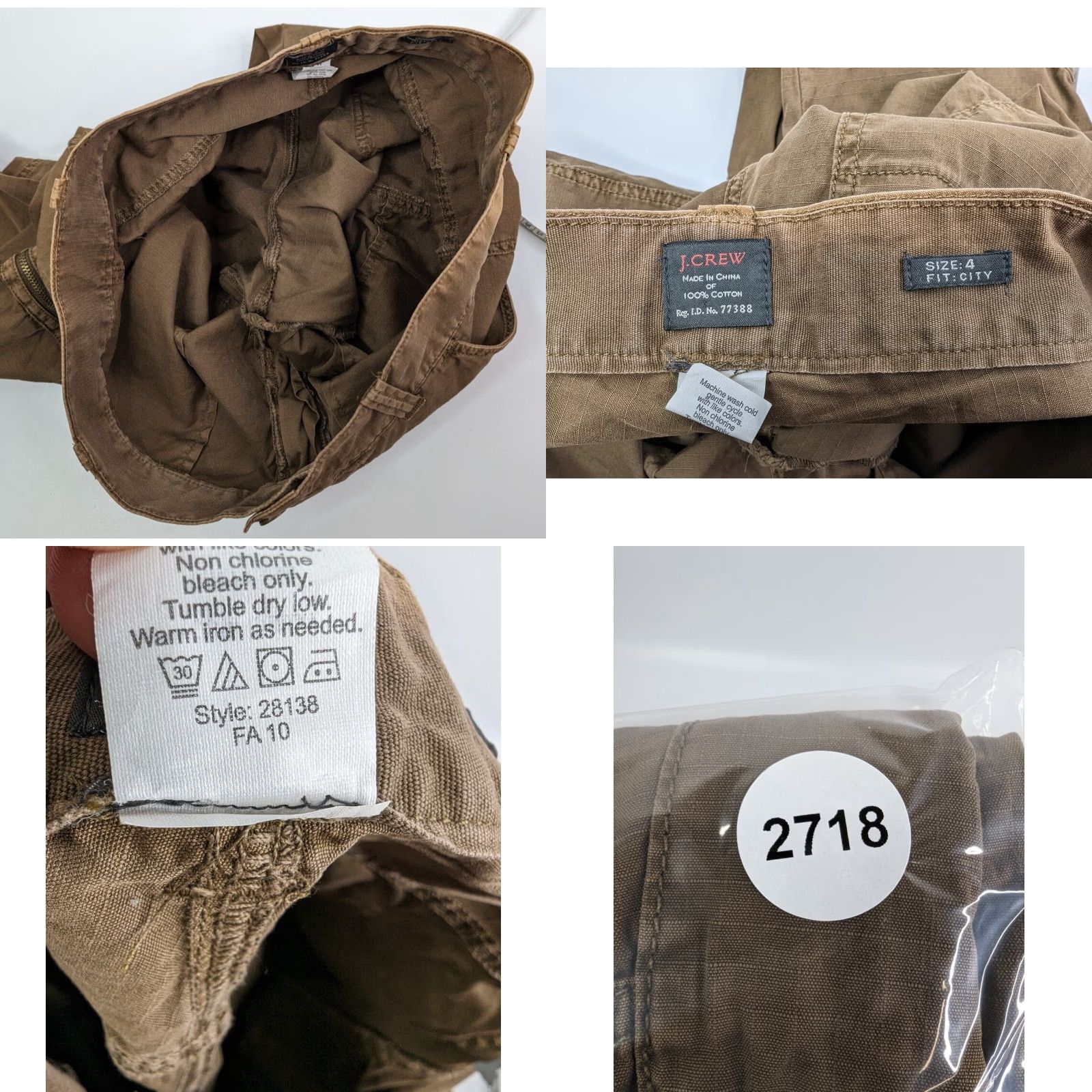 J.Crew VINTAGE J.CREW Women's Pants City Fit Capri Chino Ripstop Cargo Light Brown Size 4 Size 27" / US 4 / IT 40 - 9 Thumbnail