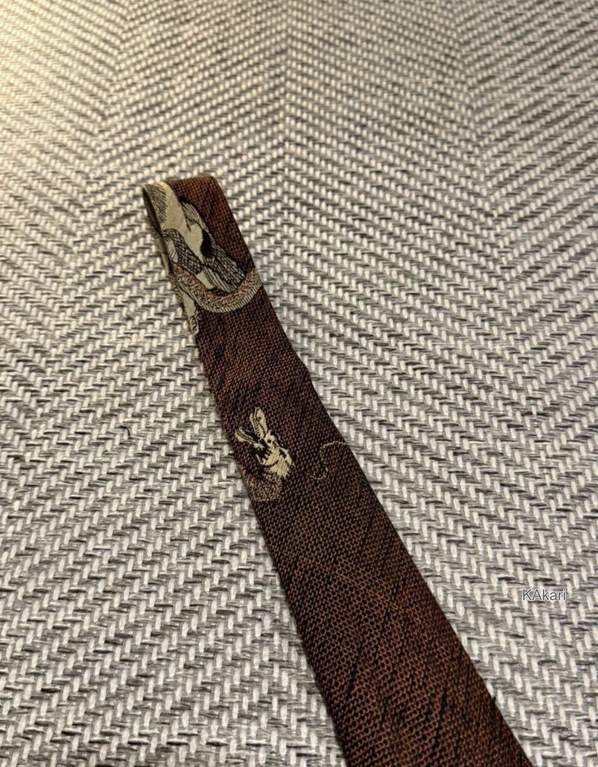 Jean Paul Gaultier Brown Dragon and Mask Print Necktie Size ONE SIZE - 3 Thumbnail