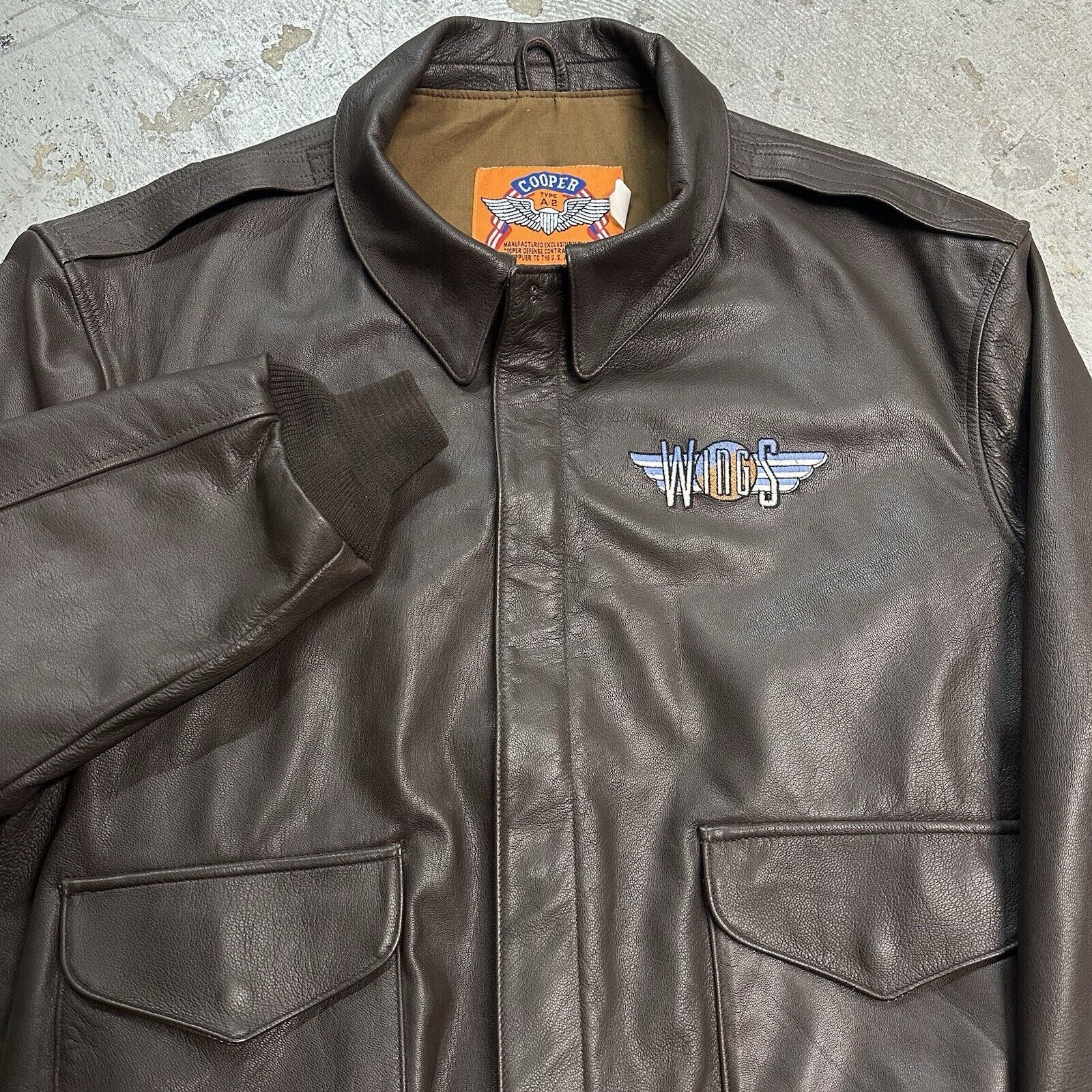 Cooper Vintage Cooper Wings Cast & Crew A2 Flight Leather Jacket Size US XXL / EU 58 / 5 - 2 Thumbnail