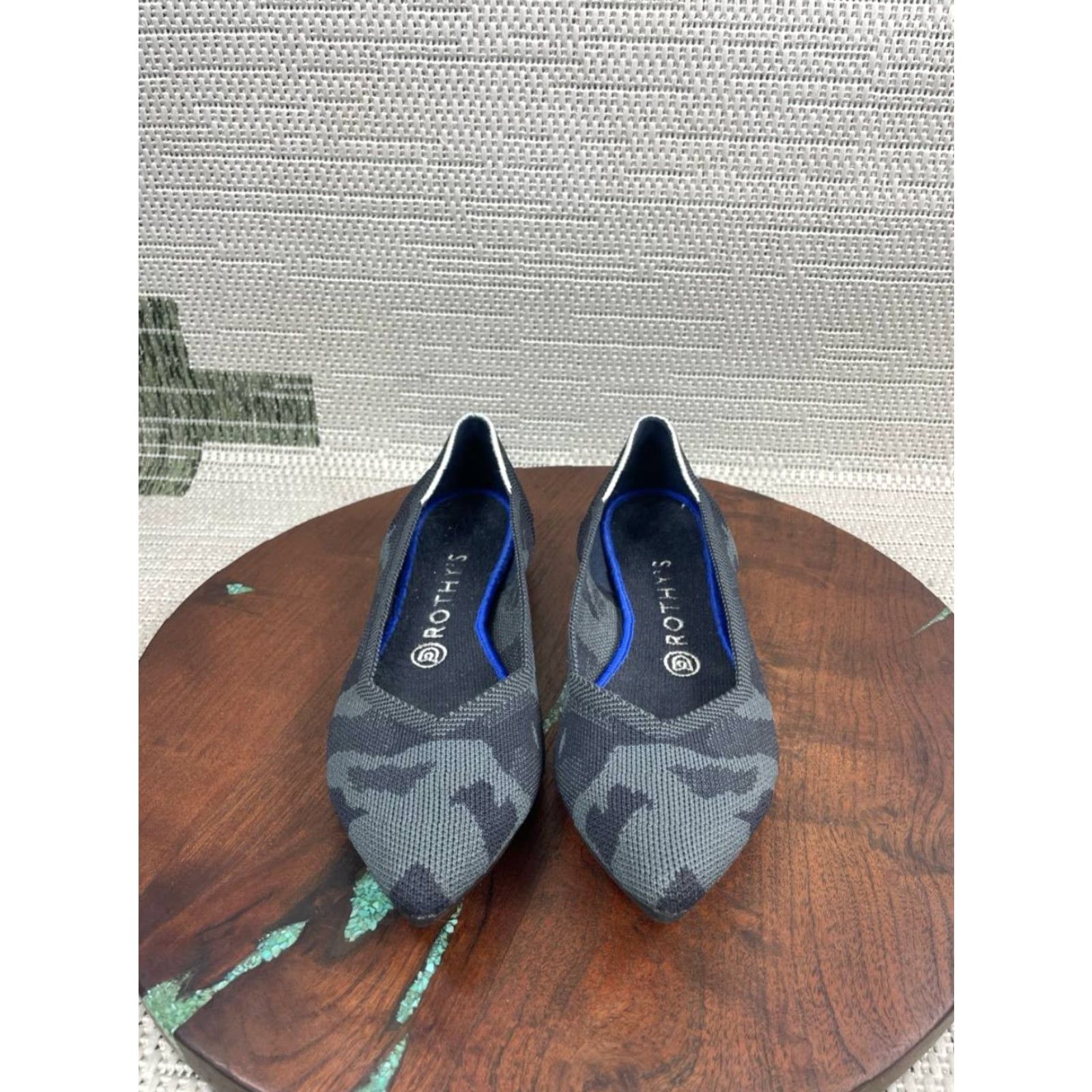 Rothy's Rothy’s Flat Womens Size 8.5 The Point Dark Grey Camo Ballet Pointed Toe Slip On Shoes Women Casual Knit Textile Rubber Lining Logo M Size US 6 / IT 36 - 4 Thumbnail