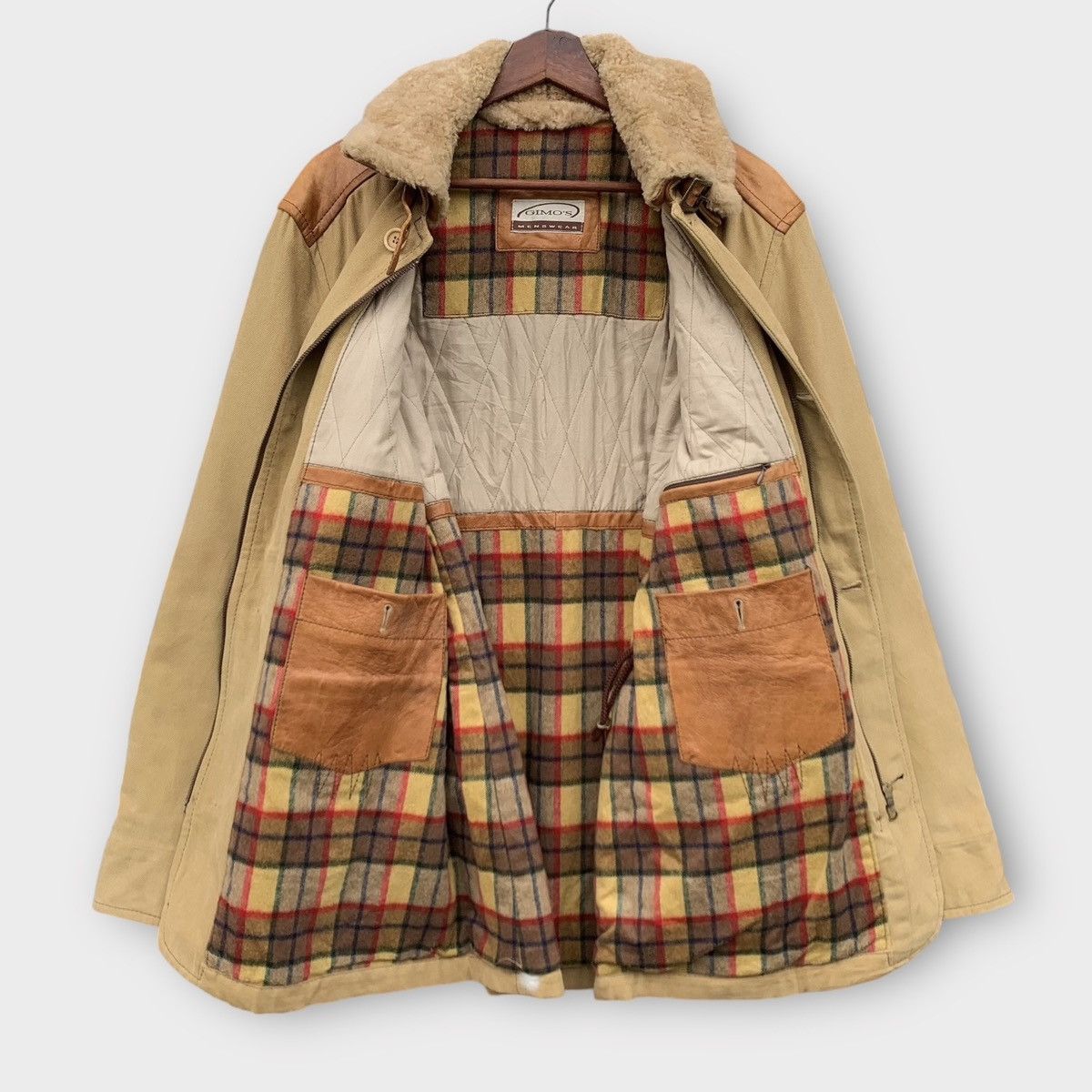 Gimo's VINTAGE GIMOS MENSWEAR CANVAS CHORE JACKET + PELLE LEATHER Size US M / EU 48-50 / 2 - 3 Thumbnail