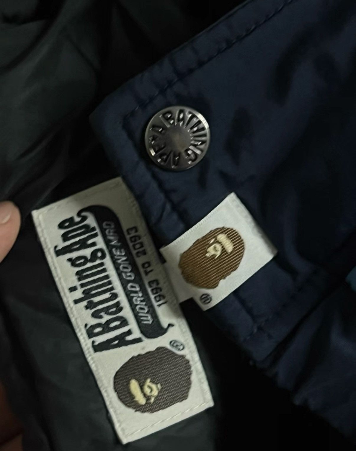 Bape BAPE OG Nigo era classic spliced blue logo down jacket Size US S / EU 44-46 / 1 - 7 Thumbnail