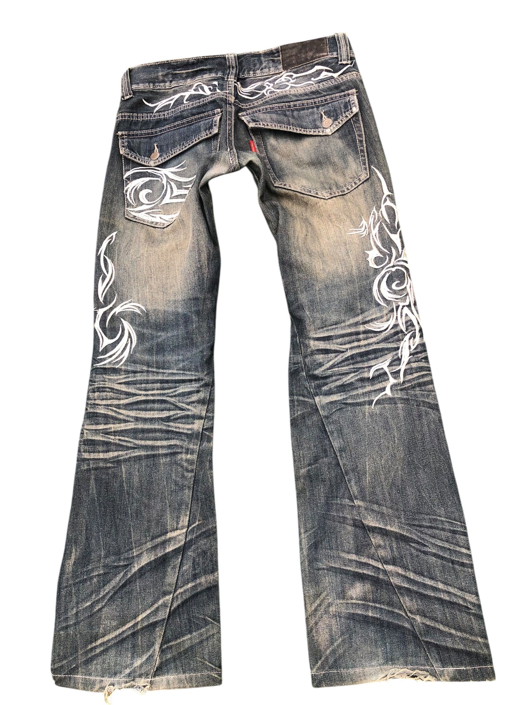 Tornado Mart Tornado Mart Tribal Vkei Flare Denim Pants Size 31" - 1 Thumbnail