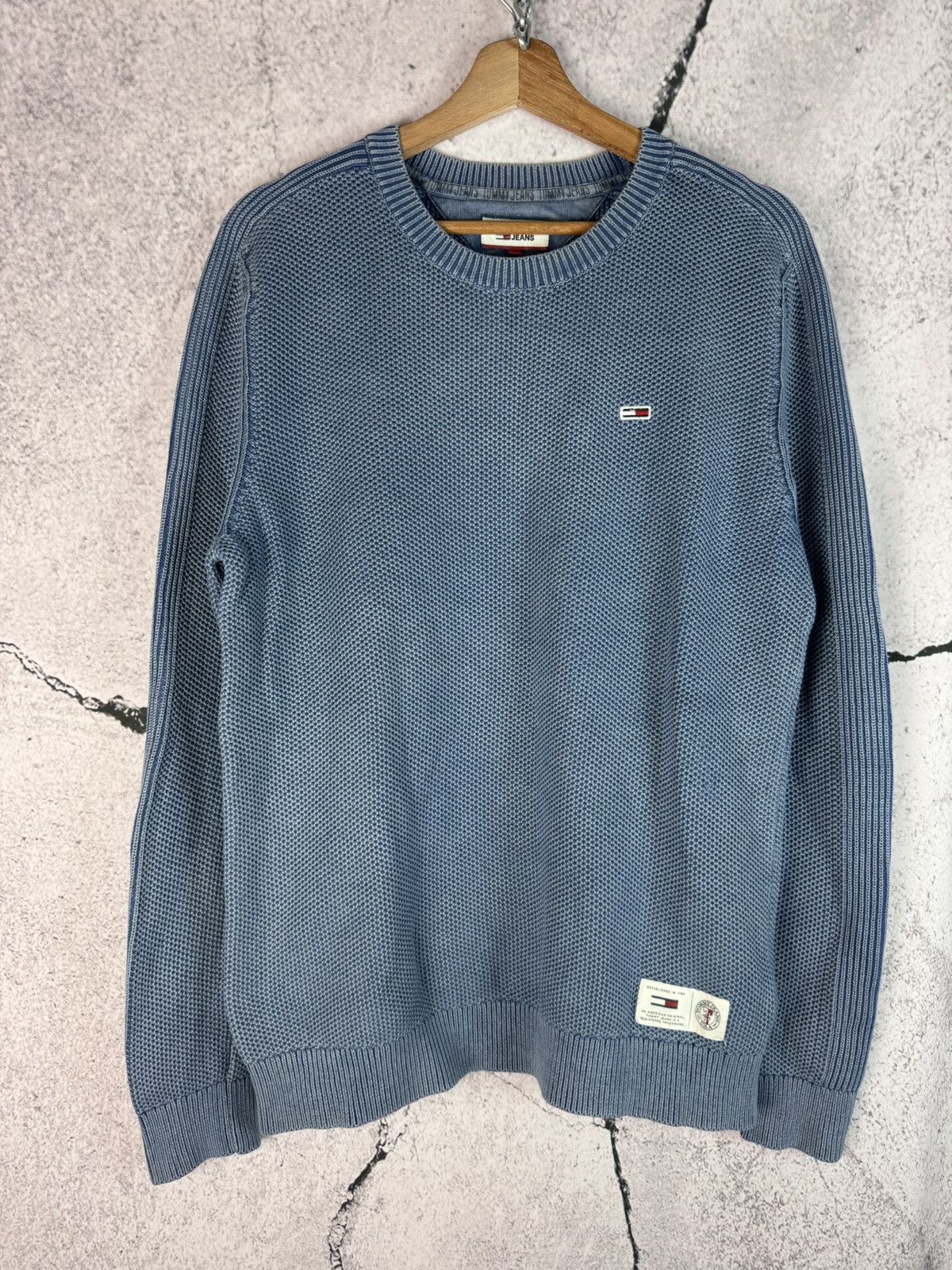Vintage Tommy Hilfiger knit bleached sweater blue