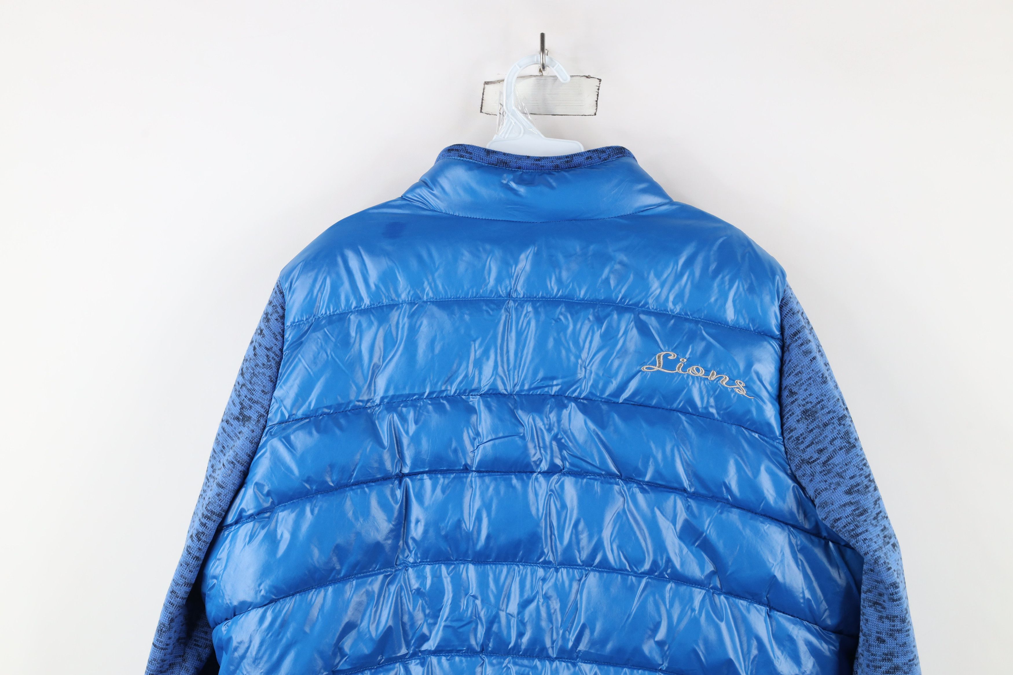 Vintage Vintage NFL Lions Football Puffer Sweater Jacket Blue Size XXL / US 16-18 / IT 52-54 - 14 Thumbnail