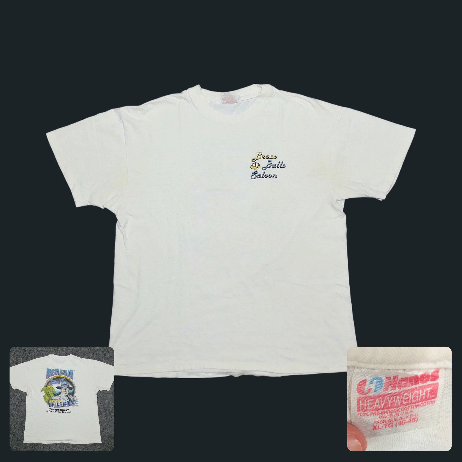 Hanes Vintage 1992 Brass Balls Saloon Single Stitch Tee (Boxy XL) Size US XL / EU 56 / 4 - 1 Thumbnail