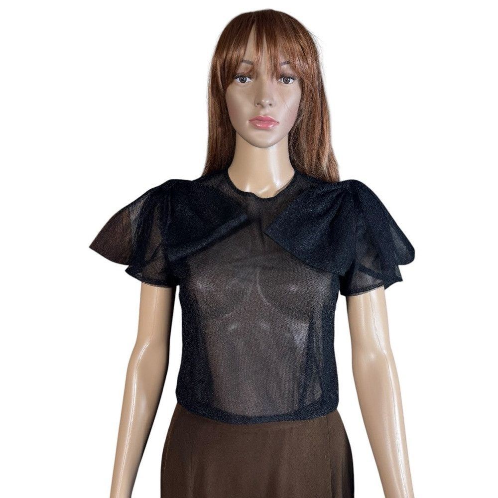 Other Vintage Carine Tulle Short Sleeve Black Top Size 4 Size S / US 4 / IT 40 - 1 Thumbnail