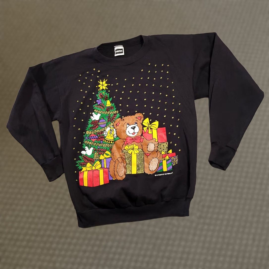 Tultex VINTAGE Tultex Glitter Sweatshirt Adult XL USA Christmas Tree Bear Womens Sweatshirt Size XL / US 12-14 / IT 48-50 - 1 Thumbnail