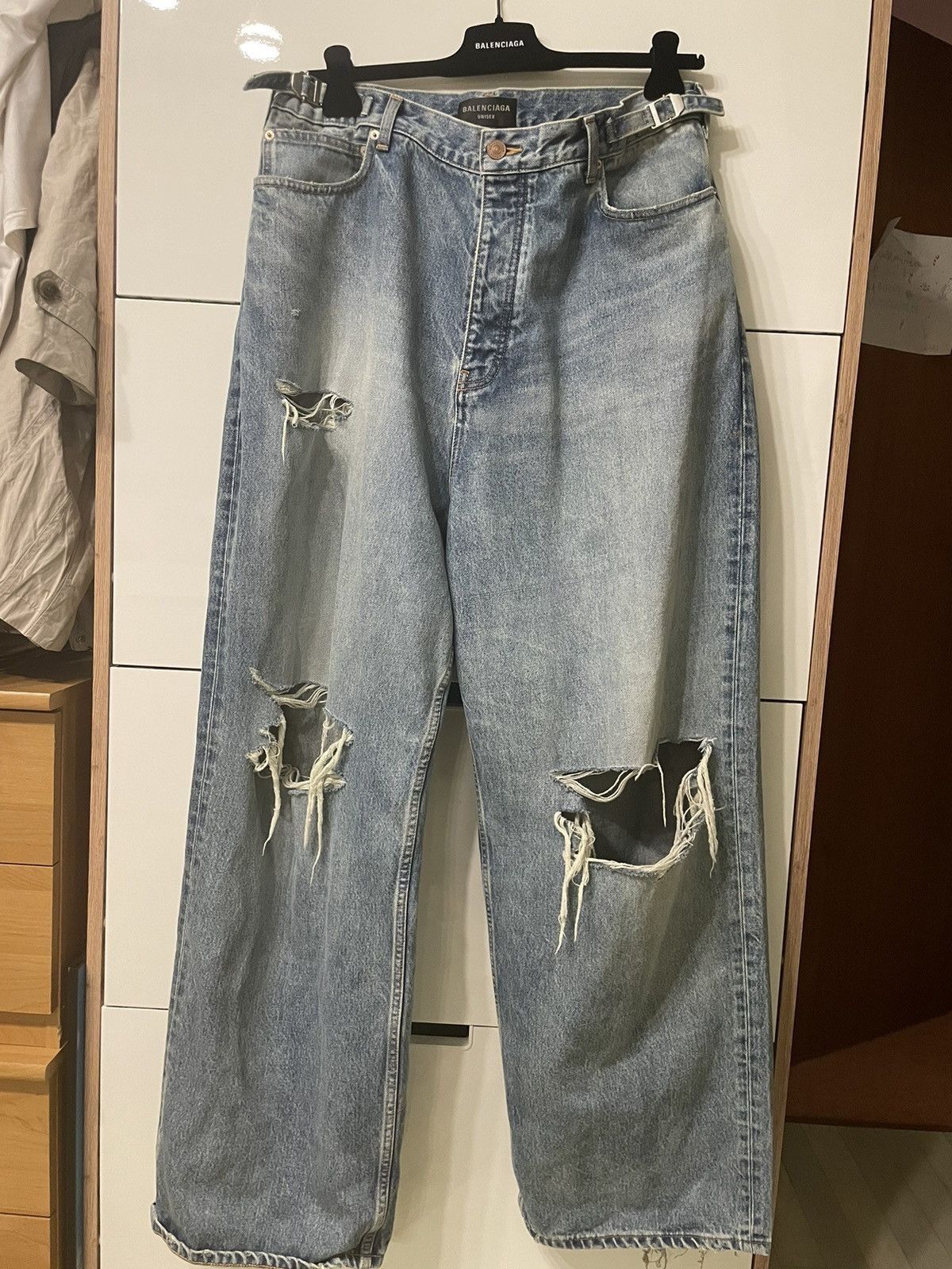 Balenciaga Destroyed Baggy Skater Denim
