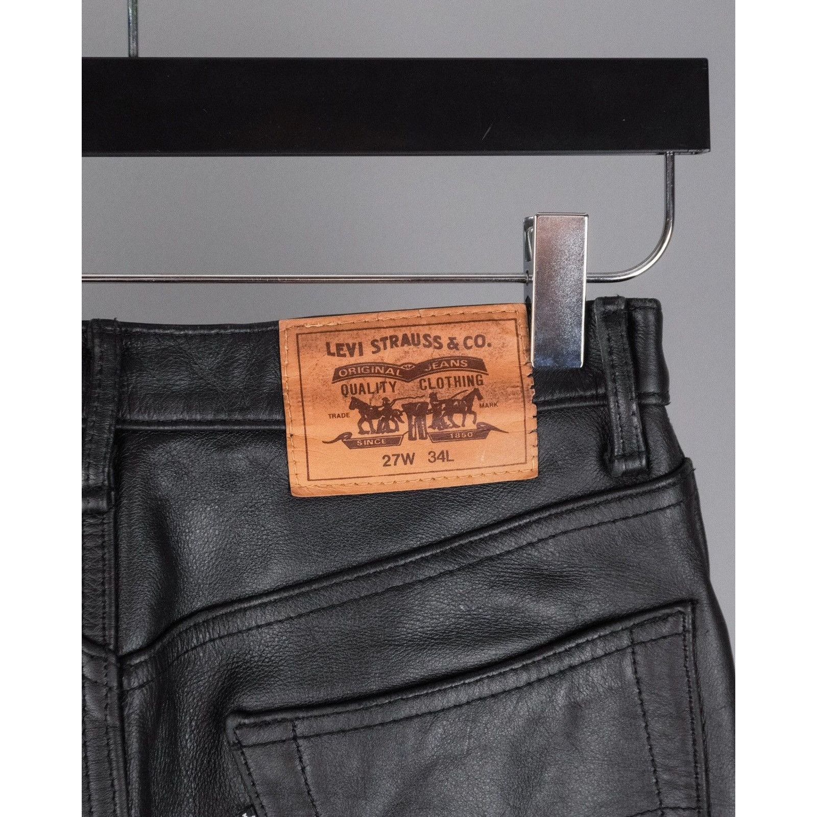 Levi's Vintage levis strauss real leather black logo pants Size 27" / US 4 / IT 40 - 5 Thumbnail