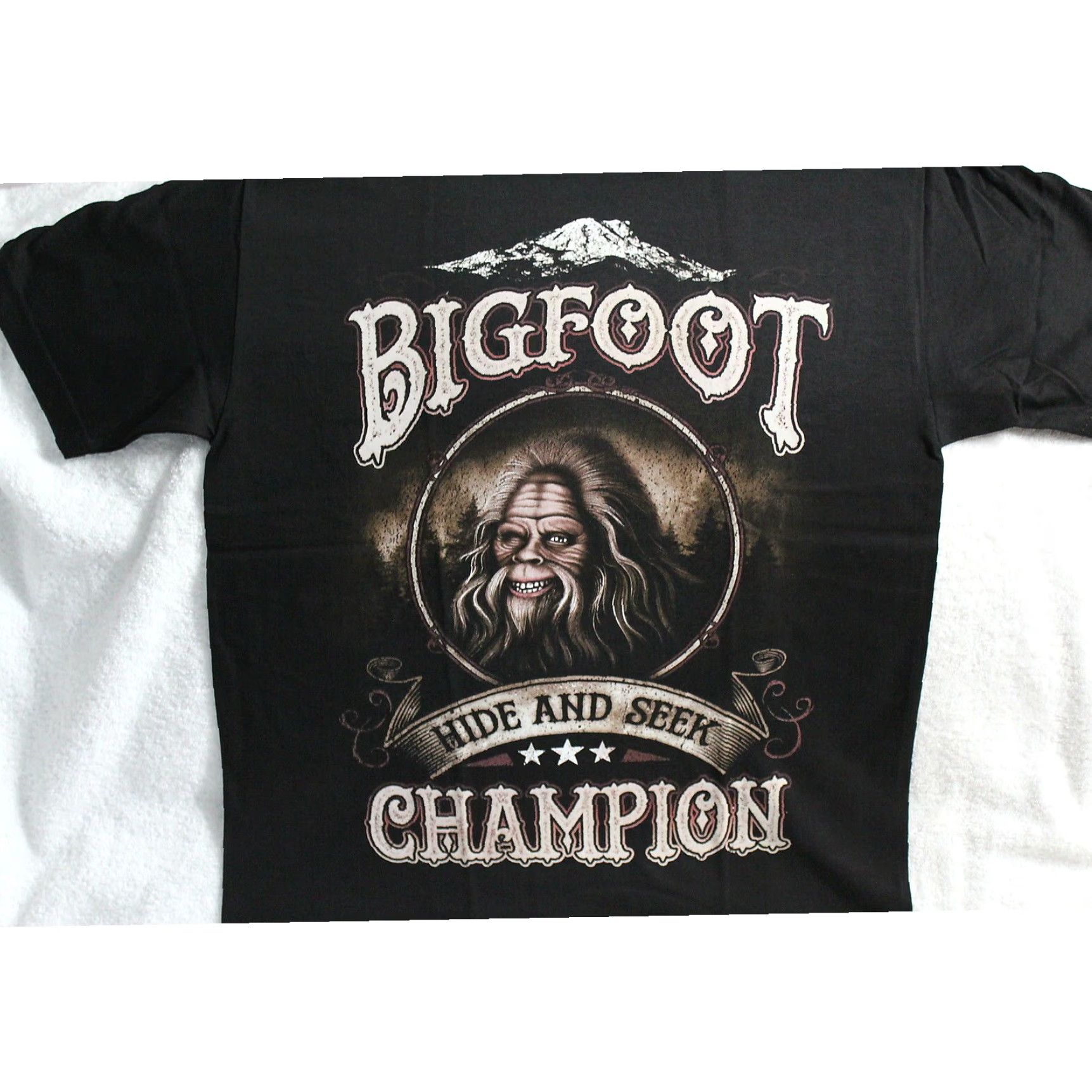 Champion Bigfoot Sasquatch Funny Mens T-Shirt Black 100% Cotton Size US XL / EU 56 / 4 - 2 Thumbnail