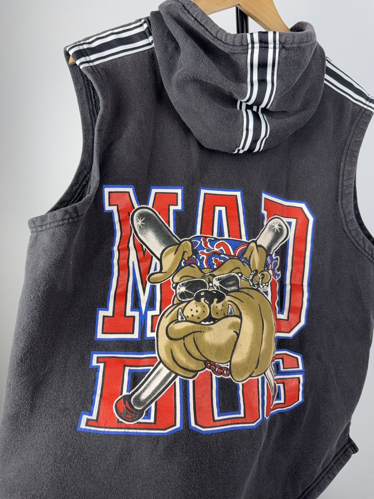 Vintage Vintage 90s MAD DOG Sleeveless Hoodie Vest Biker Streetwear Size US S / EU 44-46 / 1 - 9 Thumbnail