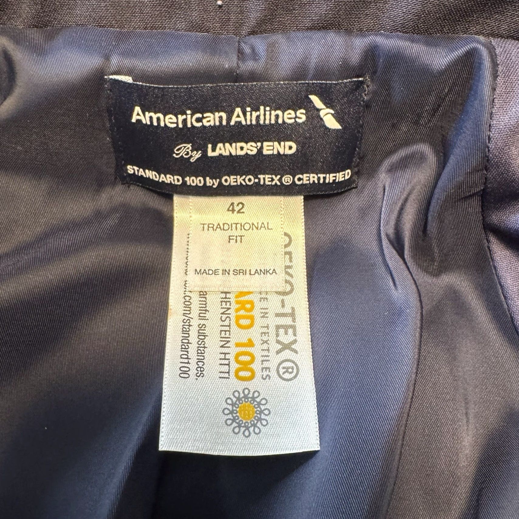 Lands' End Men's American Airlines Land's End Navy Traditional Fit Blazer Size 42 New Size 42R - 3 Thumbnail