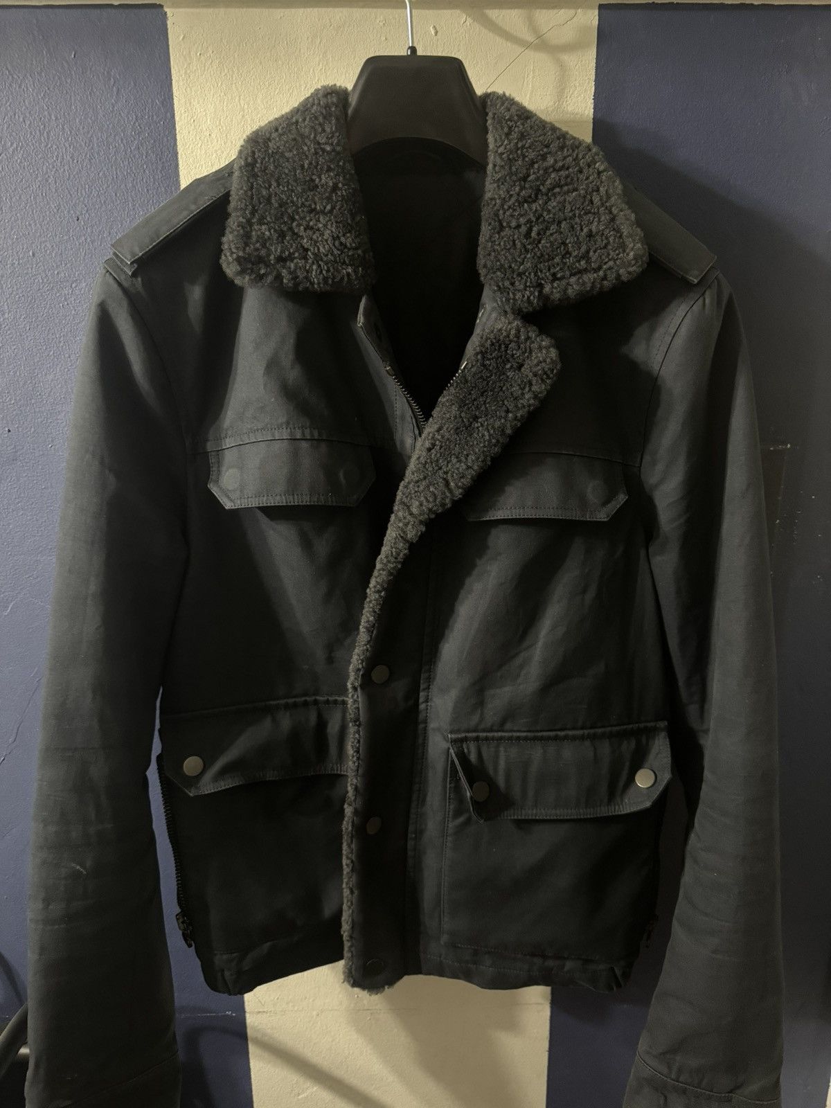 Lanvin Lanvin Navy Shearling Jacket Grailed