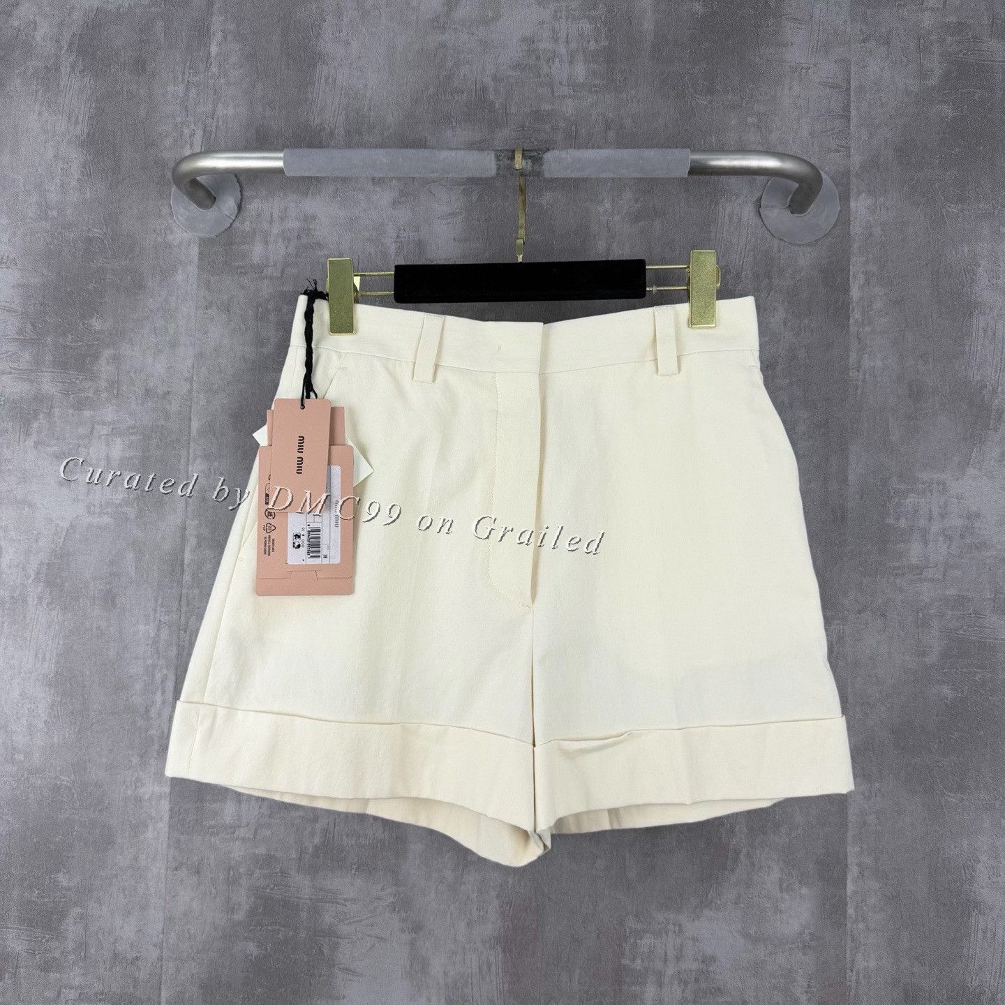 Miu Miu MiuMiu Milkshake White Embroidered Logo Shorts Size 38" / US 16 / IT 52 - 1 Thumbnail