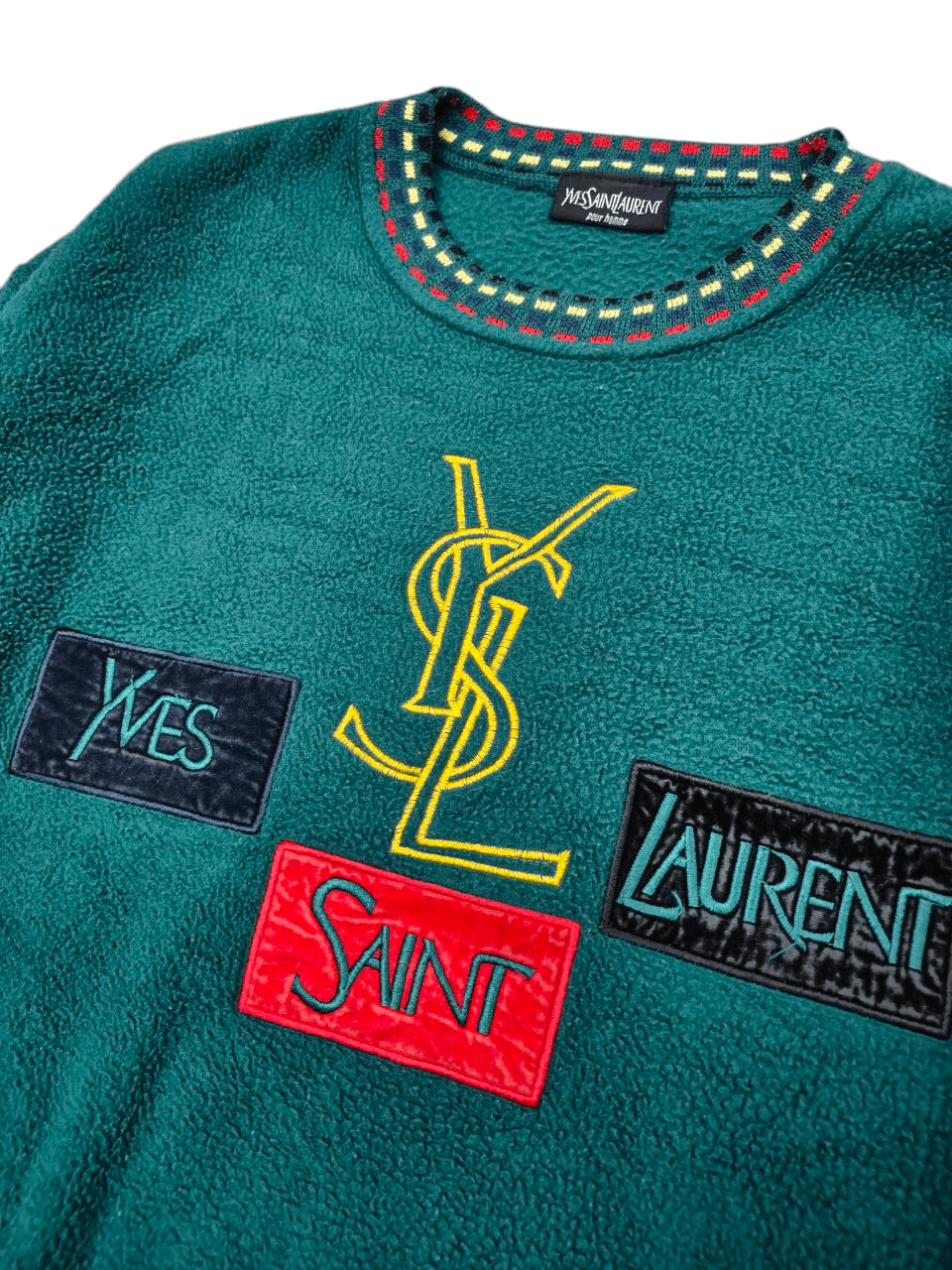 Yves Saint Laurent YSL Big Logo Fleece Sweatshirt, Made In Italy Size US M / EU 48-50 / 2 - 3 Thumbnail